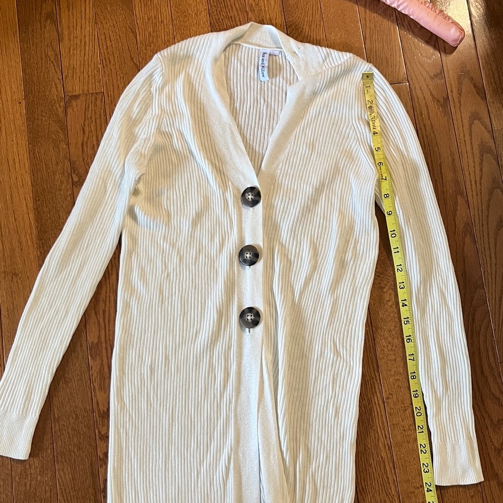 Anthropologie Rue and Willow Cream Ribbed Maxi Cardigan - Picture 10 of 16
